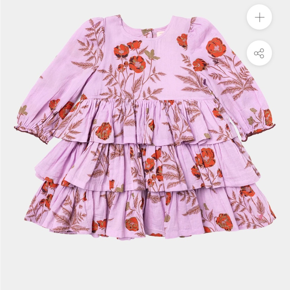Pink Chicken 5 Girls Fleur Lavender Floral Tiered Dress